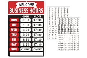LOYINLO Business Hours Sign,Opening Hour Sign Kit,Changeable Store Hours Sign,Hours of Operation Signs for Business,Open Sign with Hours,Ideal Signs for Any Business,Store or Office（Red, 8”x 12”-PVC ）