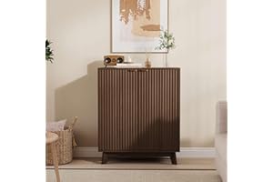 IDEALHOUSE Sideboard Buffet Cabinet, Kitchen Storage Cabinet with 2 Doors and Adjustable Shelves, Fluted Coffee Bar Cabinet w