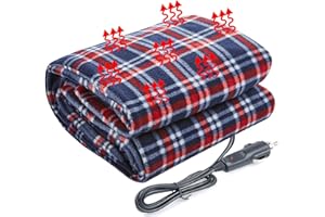 Big Ant Electric Car Blanket 12V Heated Car Blanket with Fast Heating Level Electric Blanket for Car Truck SUV RV Car Electric Blanket 58" x 42" (Red and Blue Plaid,Upgrade Model)