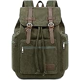 Bluboon Vintage Backpack Leather Trim Casual Bookbag Men Women Laptop Travel Rucksack