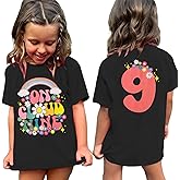 AG AGUU On Cloud Nine Birthday Girl Shirts Kids Girls Birthday Outfits Flower 9th T-Shirt Party Tees Tops 9 Years Old