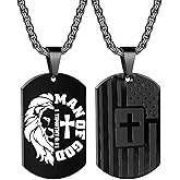 Bozidol Christian Dog Tag Necklace for Men, MAN of GOD Religious Pendant with Cross, Inspirational Christian Gift for Men, Faith Jewelry for Birthday Christmas Graduation