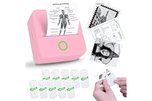 Vicbear Mini Sticker Printer, Sticker Maker Machine Printer with 10 Sticker Paper Rolls, Mini Printer Sticker Maker for Photos/Labels/Notes, Inkless Thermal Portable Printer for Phone/Tablet, Pink