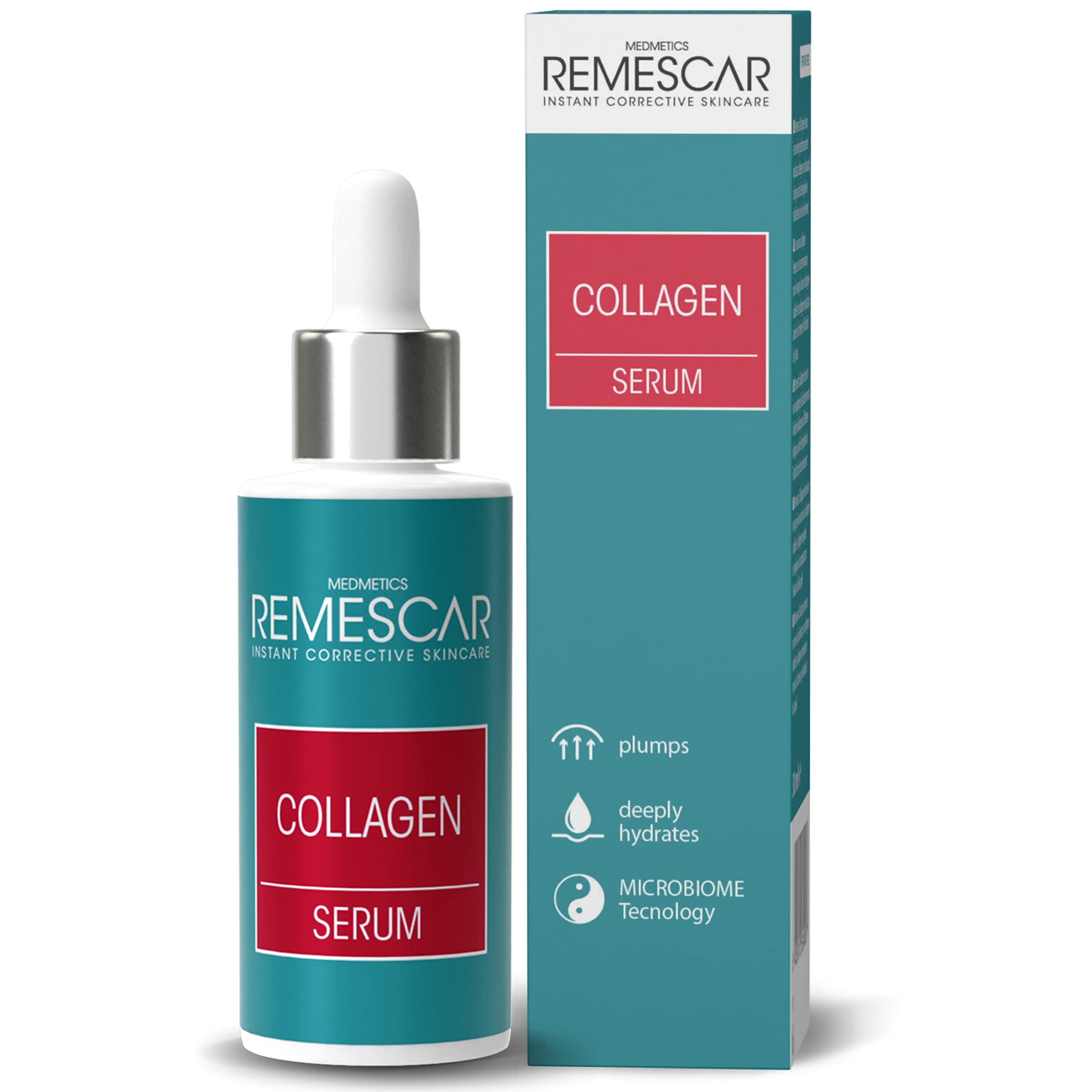 Remescar Collagen Serum for Face 30ml - Hydrolysed Collagen - Face Serum with Hyaluronic Acid - Hydrating, Firming, Anti-Ageing, Brightening - Suitable for All Skin Types