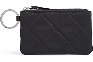 Vera Bradley Women's Performance Twill Deluxe Zip ID Case Wallet With RFID Protection, Black, One Size