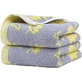 Zuorery 2 Pack Decorative Maple Leaf Hand Towels Cotton, Soft Highly Absorbent Bathroom Towel Set for Face Spa & Kitchen, 13x29 Inches (Yellow - 2 Pack)