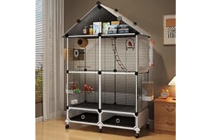 Lightweight Large Bird Cage With Wheels,Wire Mesh Parrot Cage with Acrylic Doors,Perch & Feeder, Detachable Drawer, Ideal for