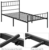 Yaheetech 3ft Single Metal Bed Frame with Headboard Footboard Black view 7