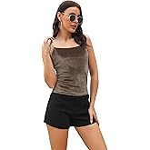Umimore Women Vintage Velvet Spaghetti Strap Crop Tank Tops Sexy Backless Sleeveless Fitted Cami Tops Trendy Going Out Blouse