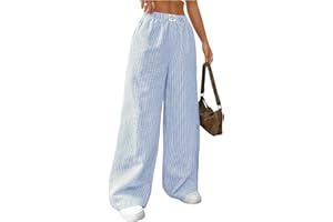 Floerns Girl's Baggy Wide Leg Sweatpants Elastic Waist Loose Track Pants with Pockets
