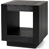 Maven Lane Artemis Square Side Table with Storage, Black, 22" | 22 Inch Square Side Table with Open-Frame Shelf for Books and Baskets, Solid Wood, Ideal for Living Room and Bedroom