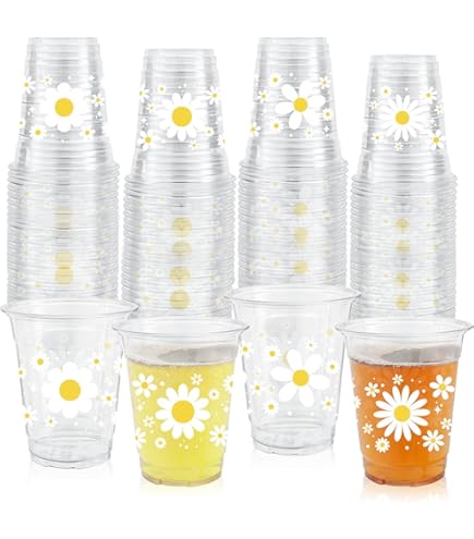 Amazon.com: Yungyan 50 Sets Daisy Groovy Plastic Cups with Lids and Straws 16  oz Coffee Juice Drinking Cups for Daisy Party Decoration Summer Birthday  Baby Shower Party Supplies : Toys & Games
