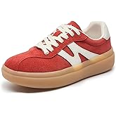 somiliss Sneakers for Women Genuine Leather Suede Upper Non-Slip TPR Outsole Tennis Walking Shoes for Women Fashion Sneakers