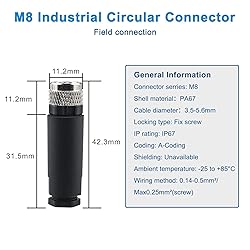 Lonlonty M8 Field Assembly Connector 4-Pin A Coding