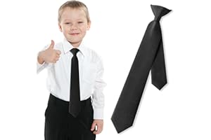 Silicherry Clip on Tie for Boys Ties for Kids Boys Necktie for 5-10 Years School Uniforms