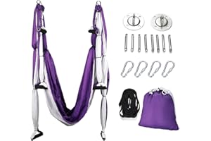 ZELUS Aerial Yoga Swing Sling Strong Yoga Hammock Kit Set Trapeze Inversion Equipment Include 2 Extensions Straps and Ceiling Mounting Kit