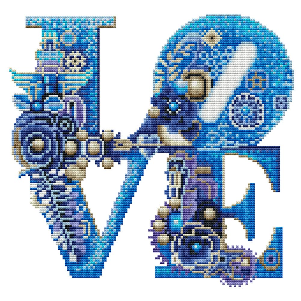 Awesocrafts Cross Stitch Stamped Kits Love Easy Patterns Cross Stitching Embroidery Needlework Kit Supplies (Love)