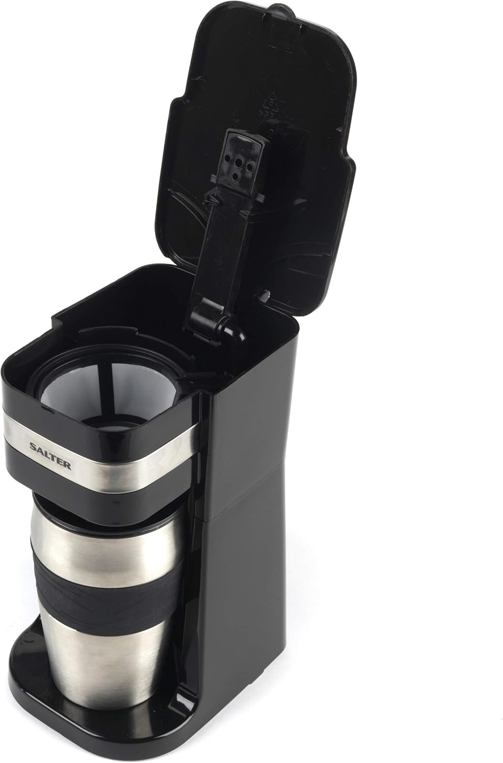 Salter One Cup Coffee Maker, Filter Coffee Machine, Washable & Reusable Filter, Includes 420ml Stainless Steel Travel Mug - Image 4