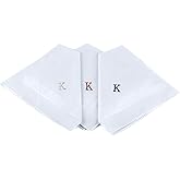 Initial Handkerchief for Men, Monogrammed Boxed 3 Piece Set,100% Cotton