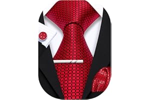 YOHOWA Men Plaid/Striped Ties Set Silk Business Wedding Formal Fashion Necktie and Pocket Square Cufflinks Set