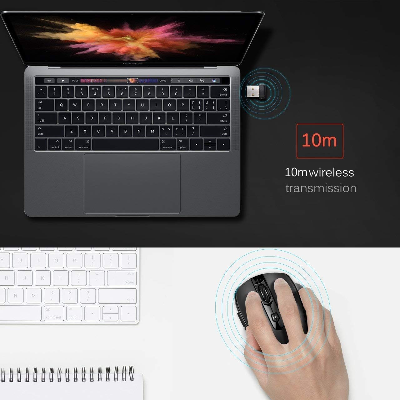 VicTsing MM057 2.4G Wireless Mouse Portable Mobile Optical Mouse with USB Receiver, 5 Adjustable DPI Levels, 6 Buttons for Notebook, PC, Laptop, Computer, Macbook - Black: Computers & Accessories