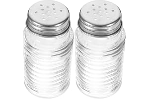 SHINYPASING Glass Salt and Pepper Shakers Set Portable Spice 2pcs with Stainless Steel Caps