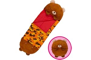 Happy Nappers: Pillow & Sleepy Sack: Large - Benny The Brown Bear - 66 x 30, 2-in-1: Plush Animal Opens to Sleeping Bag, Soft Play Character, Kids 3+