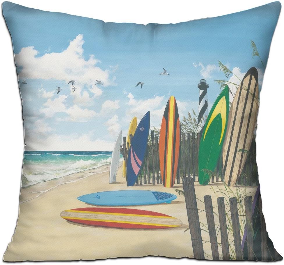 WQBZL Sea Beach Surfboard Seagull Fashion Decorative Throw Pillow Deluxe Pillows 18" X 18"