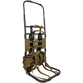 ZRSCHYG Lightweight Aluminum Frame Pack for Hunting &amp; Heavy Loads (khaki) | Lower shelf for bulky/boxy loads, versatile strap attachments, lightweight alloy, padded straps, high-vis rain cover