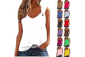 GENERIC Summer Tank Tops for Women 2024 Womens Sleeveless Camisole V Neck Tshirt Casual Hole Straps Tops Workout Tank Tops Woman