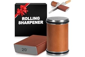 Rolling Knife Sharpener Kit, Professional Whetstone Knife Sharpeners Sharpening with 15 & 20 Degree Magnetic Angle Kitchen Es