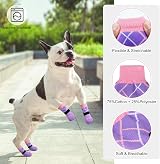 BEAUTYZOO 6 Pcs Dog Socks Anti Slip Non Slip Grippers Large Purple L view 6