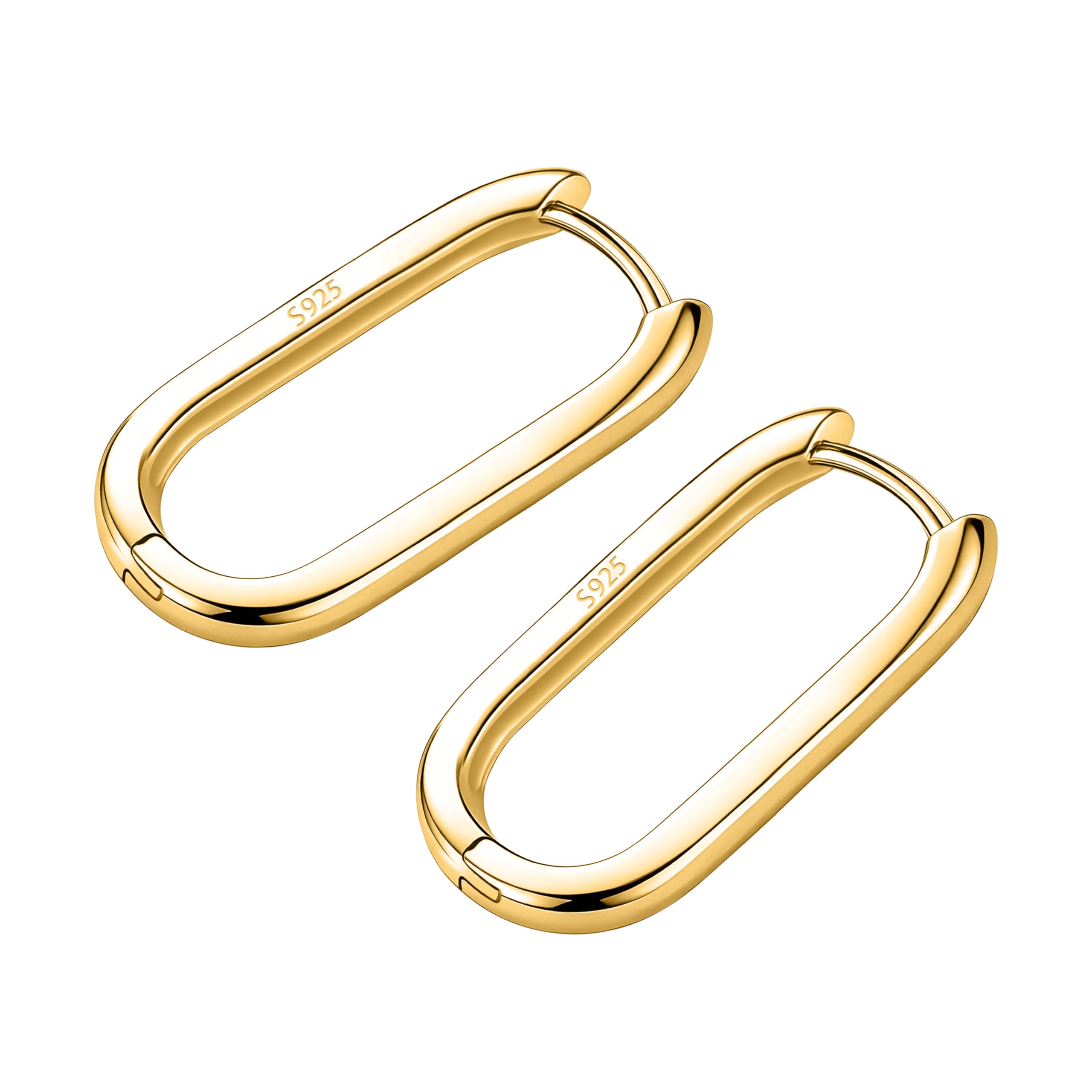 KristLand Silver Hoop Earrings for Women 925 Sterling Silver Hypoallergenic Leverback Earrings for Ladies Girls Gold Tone 26mm