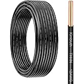THHN Wire 12 Gauge 25 FT OFC Electrical Wire, 12 AWG Solid Copper Wire Rated up to 600V Building Wire Nylon Jacket for Residential, CNC, Ground, Industrial (12 Gauge, Black)