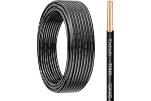 KIMBLUTH THHN Wire 12 Gauge 25 FT OFC Electrical Wire, 12 AWG Solid Copper Wire Rated up to 600V Building Wire Nylon Jacket for Residential, CNC, Ground, Industrial (12 Gauge, Black)