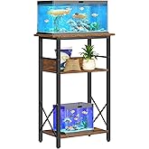 HOOBRO 10 Gallon Aquarium Stand, 3-Tier Fish Tank Stand with Storage | Reptile Turtle Tank Stand with Metal Frame, 20.5" L x 11" W, Rustic Brown and Black