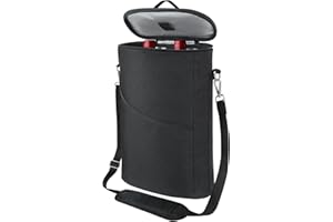 bruwaa 2 Bottle Wine Cooler Bag, Leakproof Insulated Padded Wine Gift Tote Carrier with Handle and Adjustable Shoulder Strap, for Travel, Wine Tasting, Party, Christmas Gift for Wine Lover - Black