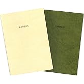 EARBLIS Japanese A5 Dot Grid Notebook 2-Pack -Olive/Cream | Slim 60-page saddle-stitched EDC journal. Micro-perforated 85gsm Kinmari paper for frictionless writing. Made in Japan.