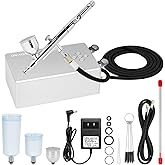 Ovaga 55PSI Ultra-Silent Airbrush Kit, Dual-Action Multi-Function Airbrush Set with Compressor for Painting Portable Air Brush Set for Cake Decoration Makeup Art Craft Nail Design Model Tattoo, Silver