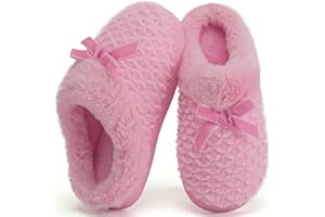 WateLves Girls Slippers Kids Slip On Winter House Shoes Anti-Slip Soft Coral Fleece Slipper for Indoor & Outdoor