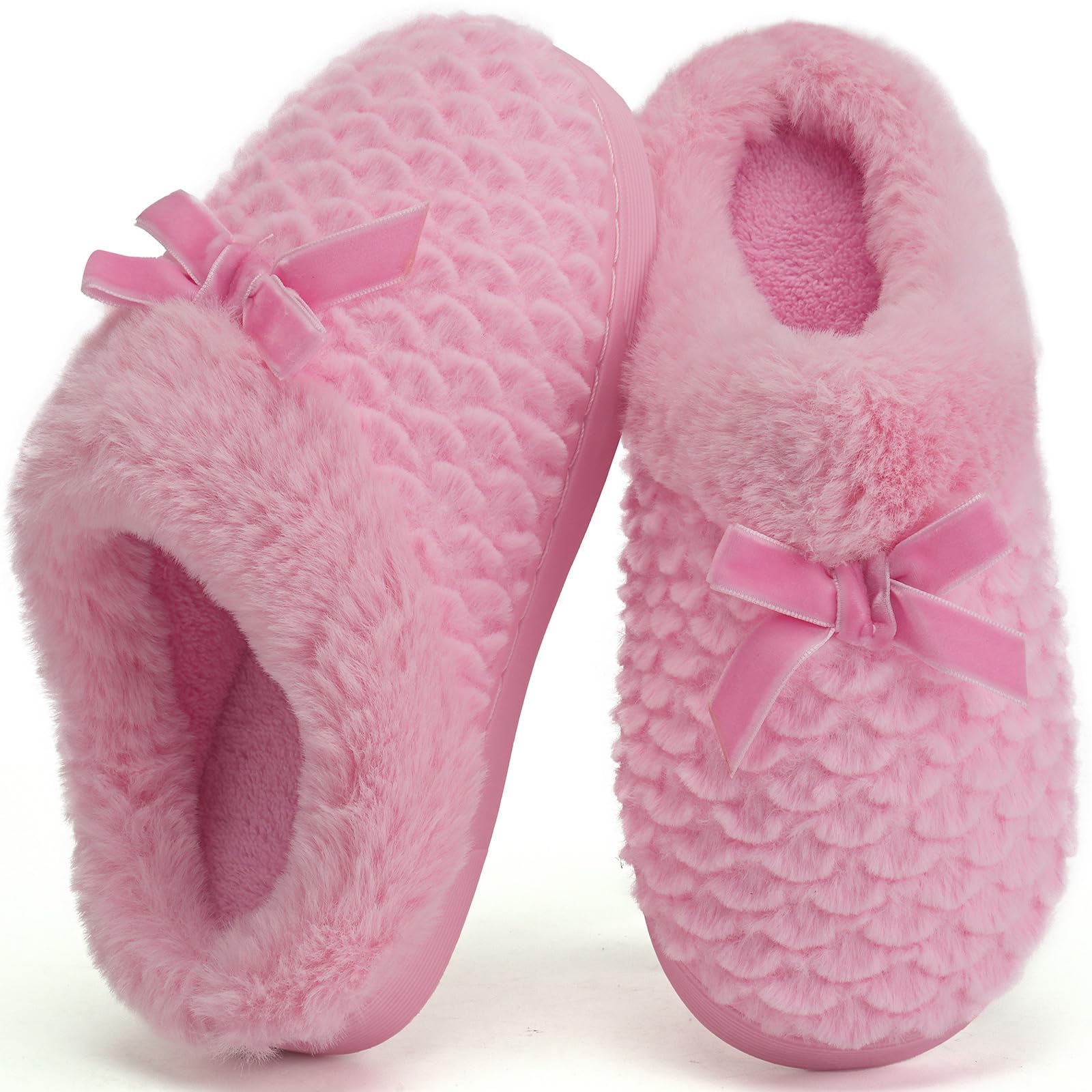 Photo 1 of WateLves Girls Slippers Kids Pink Slipper Winter House Shoes Bedroom Slide Slippers for Girls(Pink,28/29)