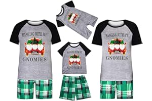 YRAETENM Matching Christmas Pajamas for Family Short Sleeve Tops and Plaid Shorts Loungewear Holiday Xmas Jammies PJ's Sets
