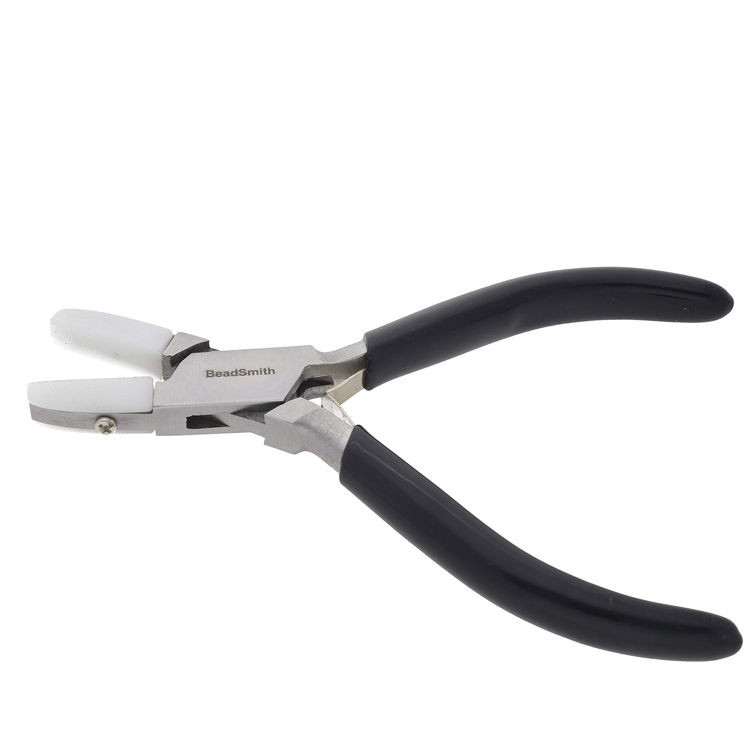 The Beadsmith Double Flat Nose Nylon Jaw Pliers – 5-Inches (127mm), Black Vinyl Comfort Grip Handle with Double Leaf Springs – Protects Wire When Bending and Looping