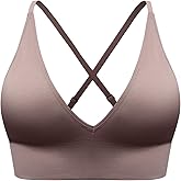 MsAnya Bralette for Women Removable Padded Sports Strappy Bra Yoga Seamless V Neck Triangle Wireless Longline