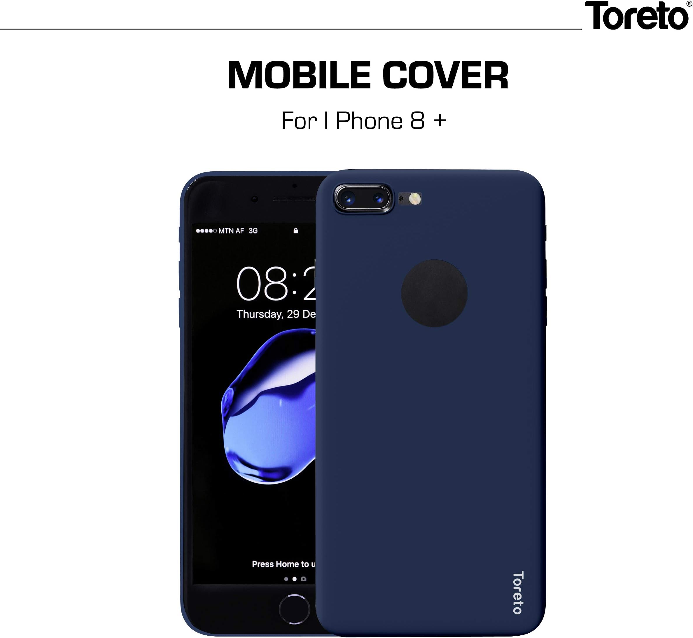 Toreto Soft Silicon Back Cover for Apple iPhone 8 Plus (Blue, Tor-67)