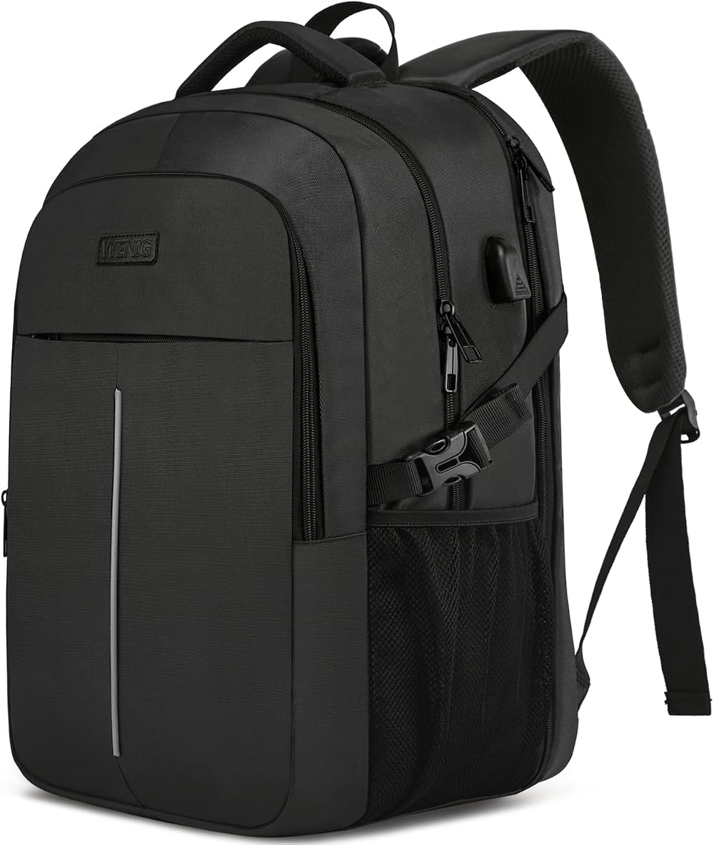 WENIG 50L Extra Large Backpack USB Port Anti Theft TSA Travel Laptop Bag 17 Inch