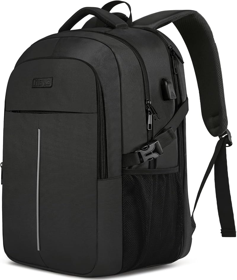 WENIG 50L Extra Large Backpack USB Port Anti Theft TSA Travel Laptop Bag 17 Inch