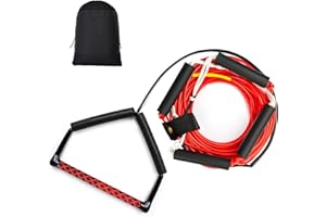 ASVAEVAS 75FT Wakeboard Rope and Handle, No Stretch Dyneema Wakeboard Tow Rope, 4 Sections Floating Water Ski Ropes for Wakeboarding, Waterskiing, Kneeboarding and Wakesurfing