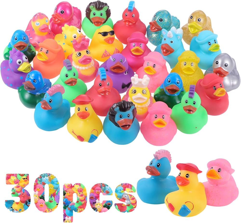 Yoosso 30 Pcs Rubber Duck Assorted Plastic Bath Toys Pool Beach Kids