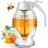 Honey Dispenser, 8oz Honey Dispenser No Drip Glass with Stand, Honey Container & Coffee Syrup Dispenser for Tea Time & Giftin
